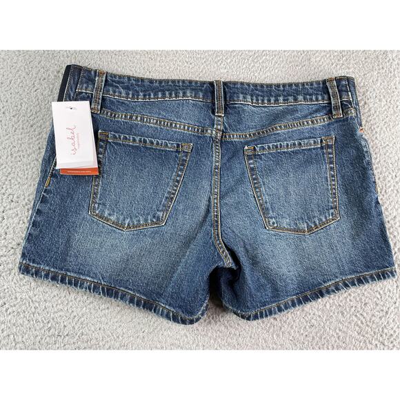 Isabel Maternity Shorts Womens 8 Blue Denim Midishort Expandable Side Panel NWT - Picture 7 of 9